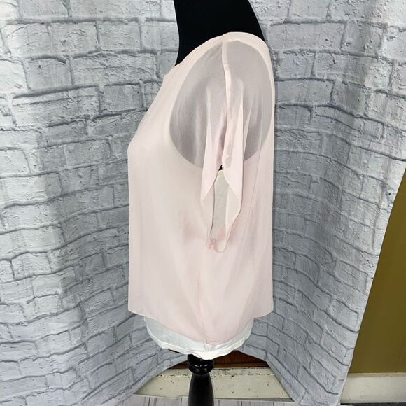 Express sheer covered tank blouse white tank sheer pink sz S women - Picture 3 of 7